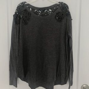 American Eagle Charcoal Grey Waffle Knit Top